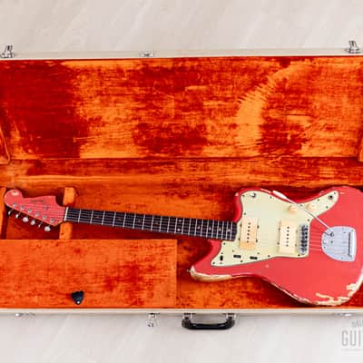 1963 Fender Jazzmaster Pre-CBS Vintage Guitar Fiesta Red w/ Blonde Case image 23