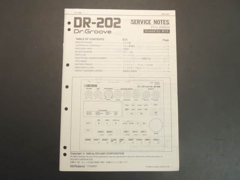Boss DR-202 Service Notes [Three Wave Music] image 1
