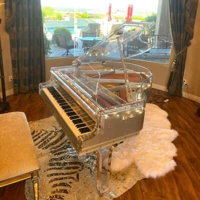 Stunning transparent / white/ acrylic Crystal Grand Piano image 2