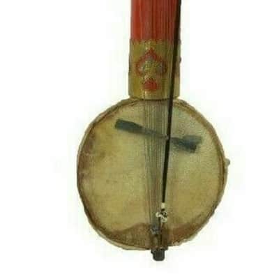 Handmade Ravanahatha Red Black Folk Fiddle Sarangi Ravanhatta Rajasthani Musical String Instrument image 2