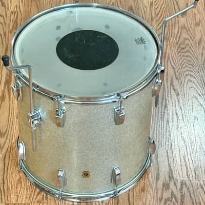 Vintage 1968 Ludwig 16" Floor Tom Silver Sparkle white Interior for drum set image 9