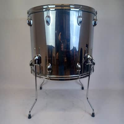 Slingerland 16x18"Chrome Over Wood Floor Tom Magnum Vintage 3ply Maple Drum 1970 image 3