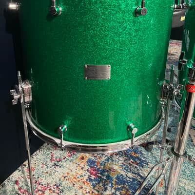 Frankie Banali's Quiet Riot, Canopus 4-Piece Set, 26", 18", 16", 14" , 6.5x14 Brass Snare. 2010 - Green Sparkle, Bonham Sizes! With Hardware and Frankie's Stick Bag! image 18