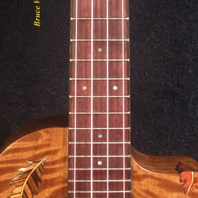 Handmade ArchBack Tenor Ukulele, Solid Quilted Maple, Leaf decor, Soft-bag, Bruce Wei UCK17-2003 image 8