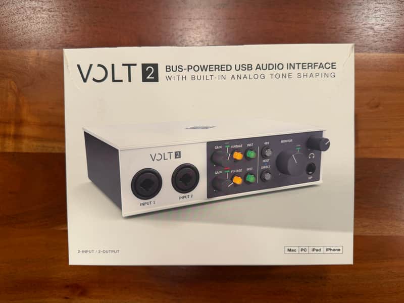 Universal Audio Volt 2 USB-C Audio Interface – 2-In/2-Out w/ Box & Cable image 1
