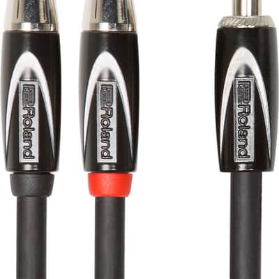 Roland RCC-5-TR2R Black Series 1/4" TRS Plug to Two RCA Interconnect Y-Cable (5')