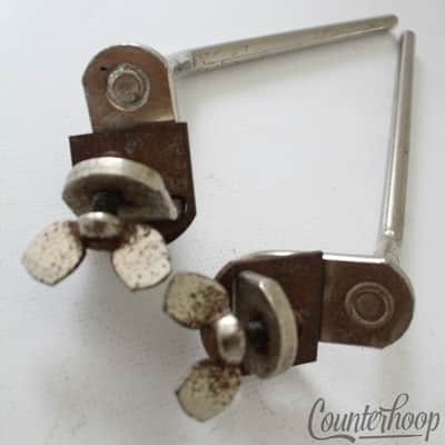 Gretsch Clamp-On Bass Drum Spurs/Legs-Mounts Nickel Vintage 40s Walberg&Auge USA image 2