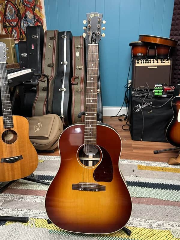 Gibson J-45 Studio Rosewood 2025 - Present - Gloss Rosewood Burst, Upgraded with Hard Case image 1
