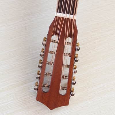 Handmade Custom 10 String Acoustic Electric Guitar, Solid Spruce Top Body, Mahogany Neck - Wood Color image 3