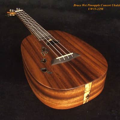 Bruce Wei Solid Acacia Pineapple Concert Ukulele, The Islands Soundhole UW15-2298 image 10