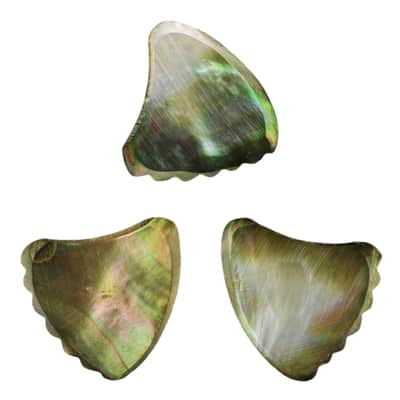 Black Abalone Shell Guitar Pick - Shark Fin Shape - Handmade Specialty Exotic Plectrum - 3 Pack