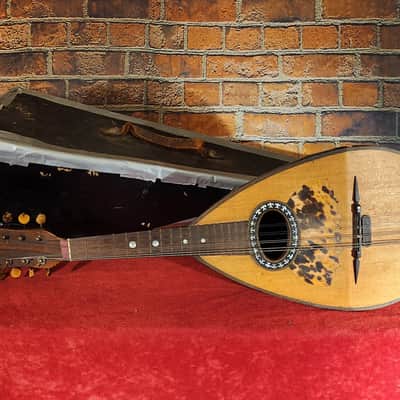 LUTHIER SPECIAL Antique 1900s Italian Mandolin Natural For Repair w/ Chipboard Case image 1