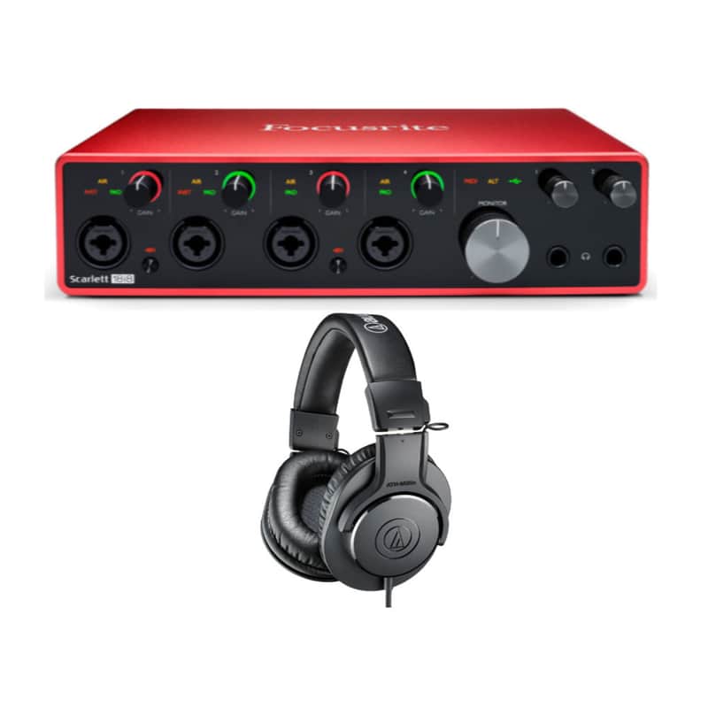 Focusrite Scarlett 18i8 3rd Gen 18x8 USB Audio Interface with Audio Technica AT-M20x Studio Monitor Headphones Bundle (2 Items) image 1