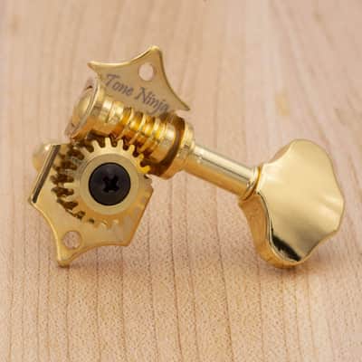 Genuine Tone Ninja 3x3 19:1 Open Gear tuners, Vertical, Gold