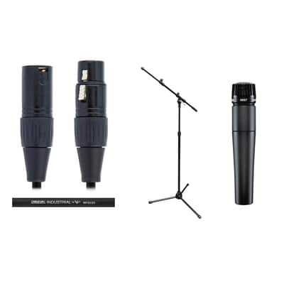 Shure SM57LC-SOLO-K SM57 Instrument Microphone with Boom Stand and XLR Cable image 1