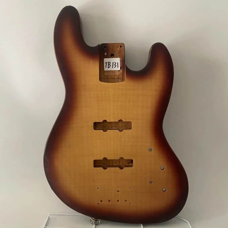 Cherry Burst Jazz Bass Style Mahogany Body with Tiger Maple Top image 1
