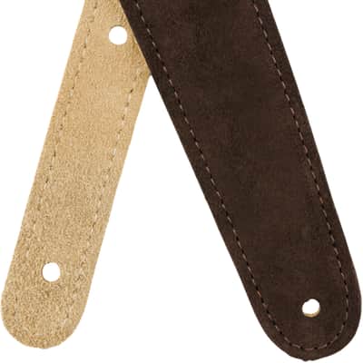 Fender Logo 2" Suede Strap, Brown/Tan, Reversible Guitar Strap #0990691021 image 3