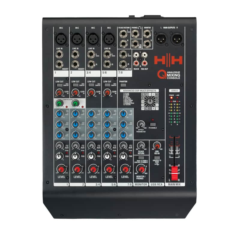HH Q Series Mixer Q8FX 8 Channel Analogue Mixing Console image 1