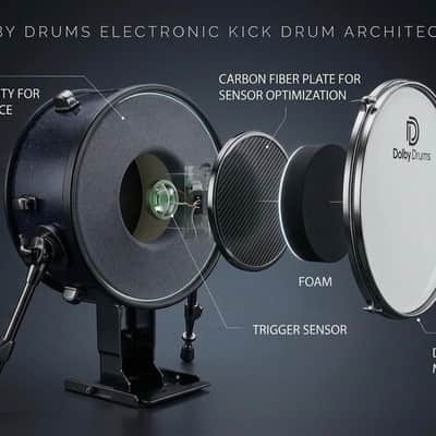 Dolby 12” Electronic Kick Drum Blue Sparkle for Roland Alesis image 3