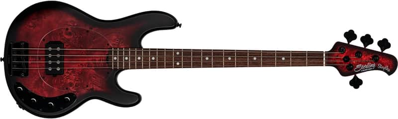 Music Man Sterling 4-string StingRay Ray34PB Bass - Dark Scarlet Burst image 1