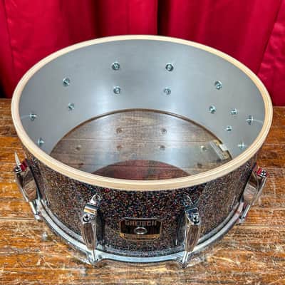 Gretsch 1 of 1 Renown Maple 6.5x14 Snare Drum Peacock Black Galaxy Sparkle image 9