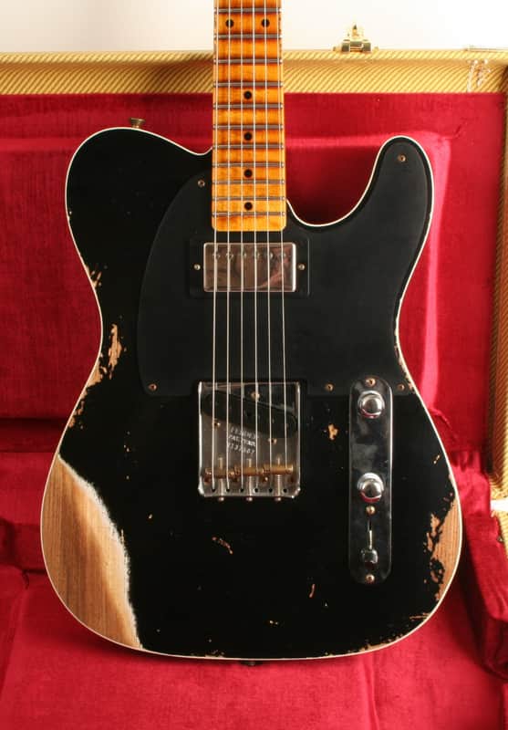 Fender Custom Shop Limited Edition '53 HS Telecaster Heavy Relic 1-Piece 2A Flame Quartersawn Maple Aged Black *On Hold image 1