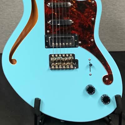 D'Angelico Premier Bedford SH Semi-Hollow - Sky Blue with Tremelo and Gig Bag image 1