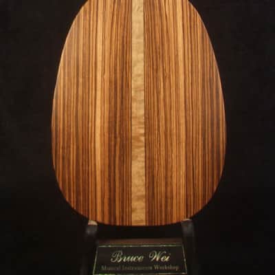 Handmade 8 String Tenor Ukulele, Solid Mango, Zebra wood Pineapple, Abalone Inlay, Soft-bag, Bruce Wei UAW17-2119-1 image 4