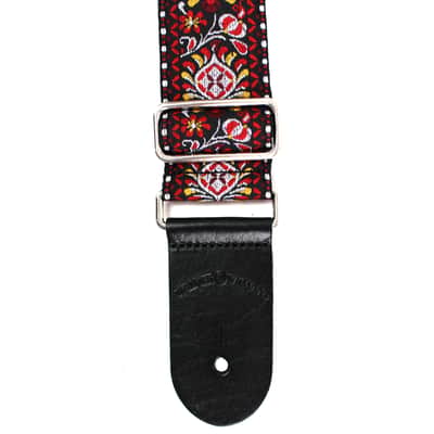 Walker & Williams H-22-MET Vintage Series Red and Black Mandala Strap with Chrome Hardware & Leather image 6