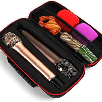 Wireless Microphone Case: Hard Case for Handheld Microphone Dual Mic Bag Microphone Hard Carrying Travel Case, Black,Red, 30x15cm image 1