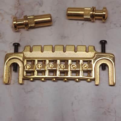 Ibanez Rare Vintage Short Stop Schaller Style Wraparound Guitar Bridge - Patent Pending Japan-70's - 90's - Gold Finish image 2