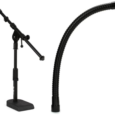 On-Stage MS7920B Bass Drum / Boom Combo Mic Stand Bundle with On-Stage MSA9030-13B 13 inch Gooseneck - Black image 1