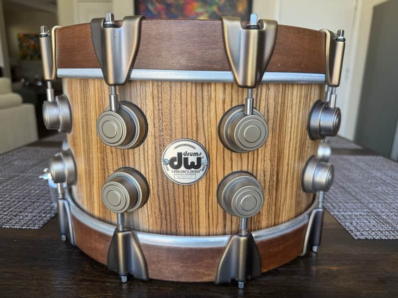 7”x14” Custom Creation Snare Drum - Solid Exotic Zebra Wood Shell - DW Timeless Timber Hardware image 1