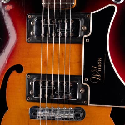 Vintage Wilson Semi-Hollow Electric Guitar Sunburst with Gig Bag image 4