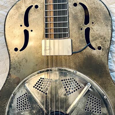 Mule Single Cone Steel Resonator Guitar w/National Thinline Pickup - Rare and Superb!! image 5