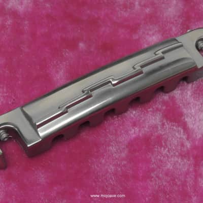 Lightning Bolt Wraparound Bridge, AGED NICKEL for Vintage Gibson SG Junior, Melody Maker, Firebird, MojoAxe image 2