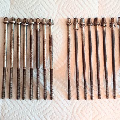 ANTIQUE VINTAGE 1920's/30's DRUM TENSION RODS LOT OF 16 - TARNISHED - FREE SHIP TO C-USA! image 2