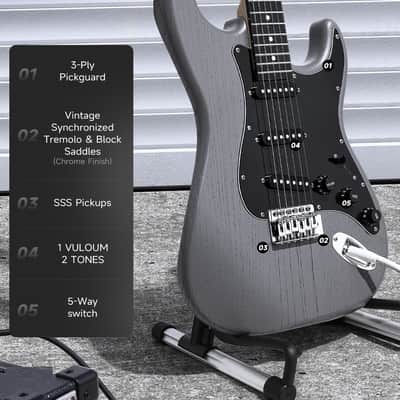 Electric Guitar 39” Beginner Electric Guitar Kit with Amp, Classic SSS Pickup Complete with Gig Bag, Tuner, Capo, Strap, Picks image 3