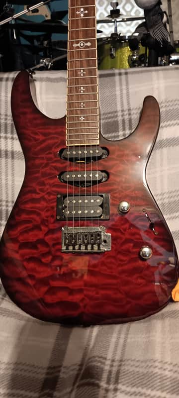 Jackson Rare Limited Edition Jackson Dinky MIK (Made in Korea) – Quilted Trans Red w/ Factory-Embedded Cross Inlays (HSS) Late90s,early2000 - Red quilted image 1