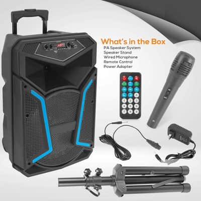 Portable Bluetooth PA Speaker System-800W Outdoor Bluetooth Speaker Portable PA System w/Microphone in, Party Lights, MP3/USB SD Card Reader, FM Radio, Rolling Wheels-Mic, Remote image 3