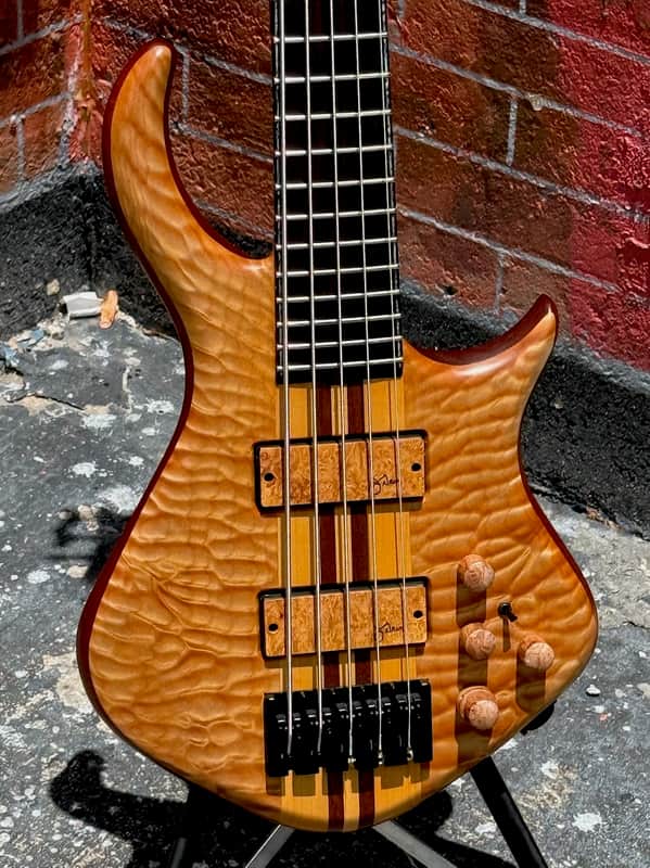 Warrior Dran Michael 5-String Bass 2020 - outstanding Quilty Maple example boy do we luv these Basses ! image 1