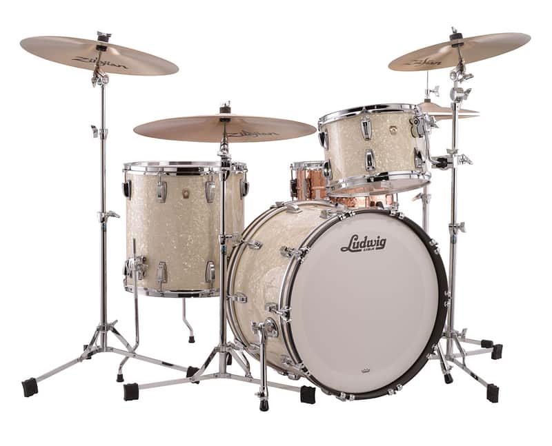 Ludwig Classic Maple Fab 3-pc Shell Pack w/22" Kick - Vintage White Marine image 1