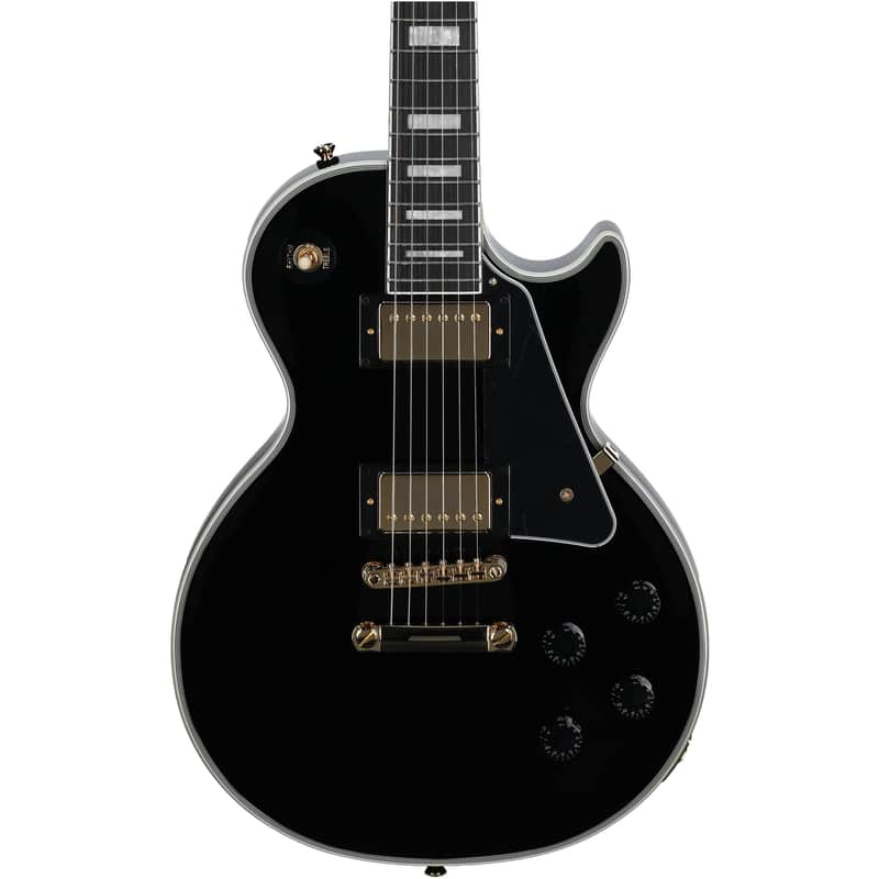 Epiphone Inspired by Gibson Les Paul Custom Electric Guitar, (with Gig Bag), Ebony image 1