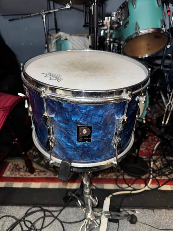 Vintage 60s Premier 12 x 8 Rack Tom Diamond Pearloid Blue image 1