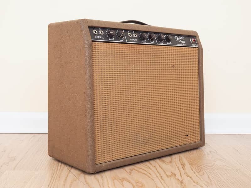 1963 Fender Deluxe Brownface Vintage Pre-CBS Tube Guitar Amp 1x12 w/ Oxford 12K5 image 1