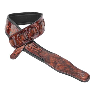 Walker and Williams GB-133 Bourbon Brown Padded Strap with Native American Feather Design image 2