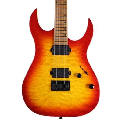 Spira S-500 QFB 500 Series Double Cutaway Mahogany Quilted Maple Top Canadian Roasted Maple Neck 6-String Electric Guitar image 3