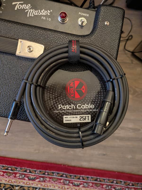 Kirlin 25ft Patch Cable - female XLR to Unbalanced Jack - Black image 1