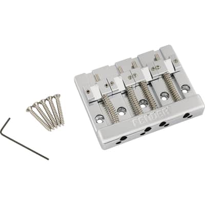 Fender HiMass 4-String Bridge with Brass Saddles, Chrome image 1