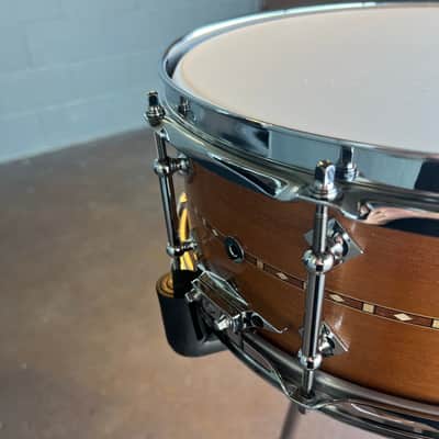 ~WOW!~ Craviotto Custom Shop 5.5x14" Mahogany Snare Drum with Walnut Inlay image 3